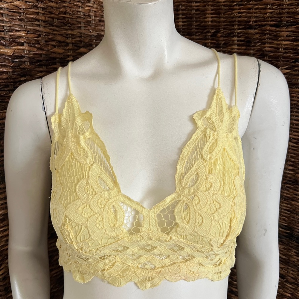 Free People Adella Pale Yellow Lace Bralette